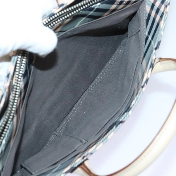 BURBERRY Nova Check Blue Label Hand Bag Nylon Gray Pink Auth - Picture 13 of 16